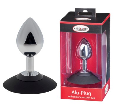 MALESATION Alu-Plug with suction cup medium, chrome